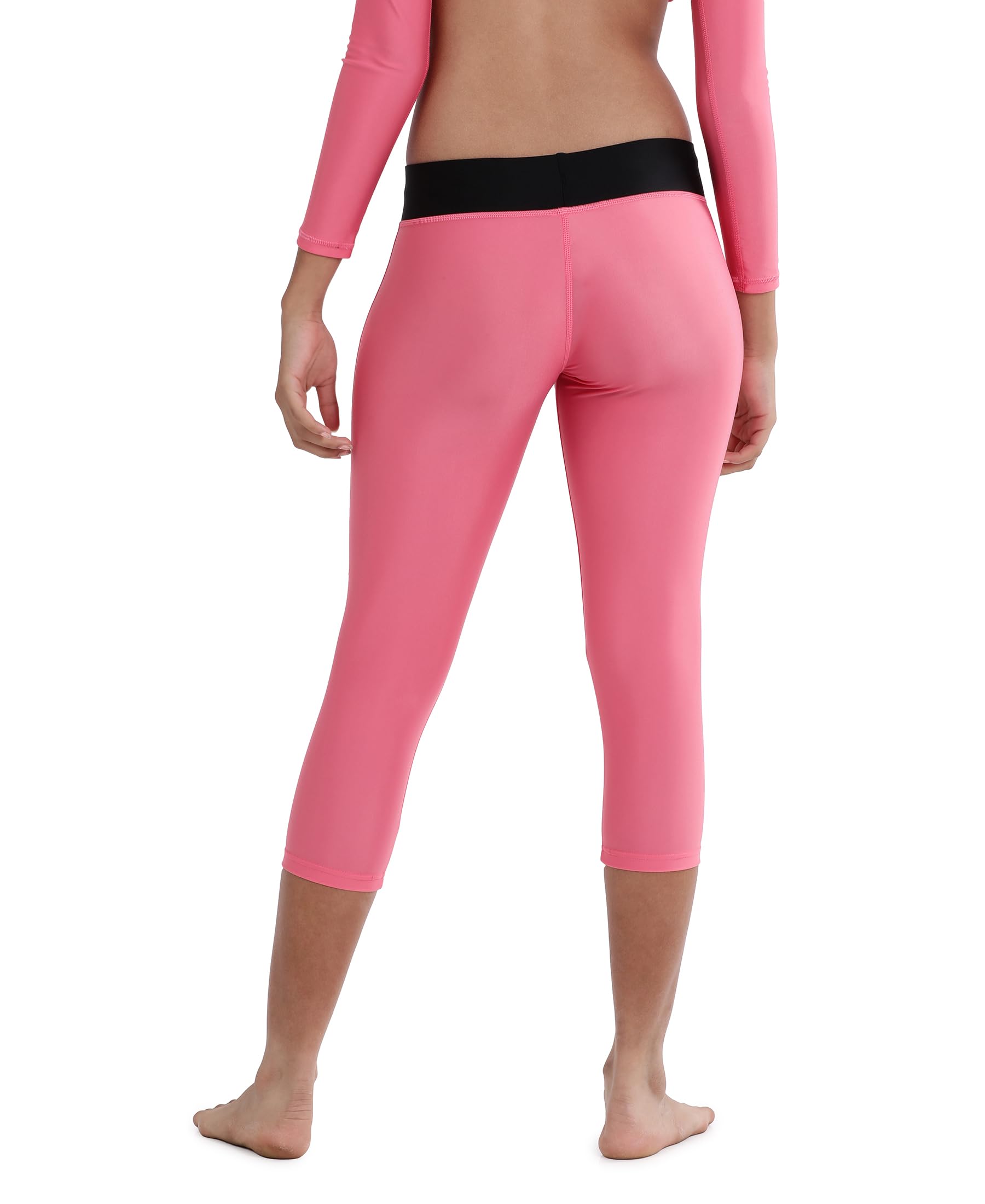 Speedo Girl's Recycled Endura Brite High Chlorine Resistant UPF 40+ Sun Protection Active Capri - Fadango Pink & Black 2