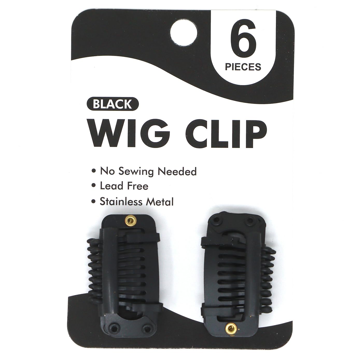 Self Snap On Wig Clip 6PCS (Black), Made in Korea and No Sewing Needed for Hair Extensions