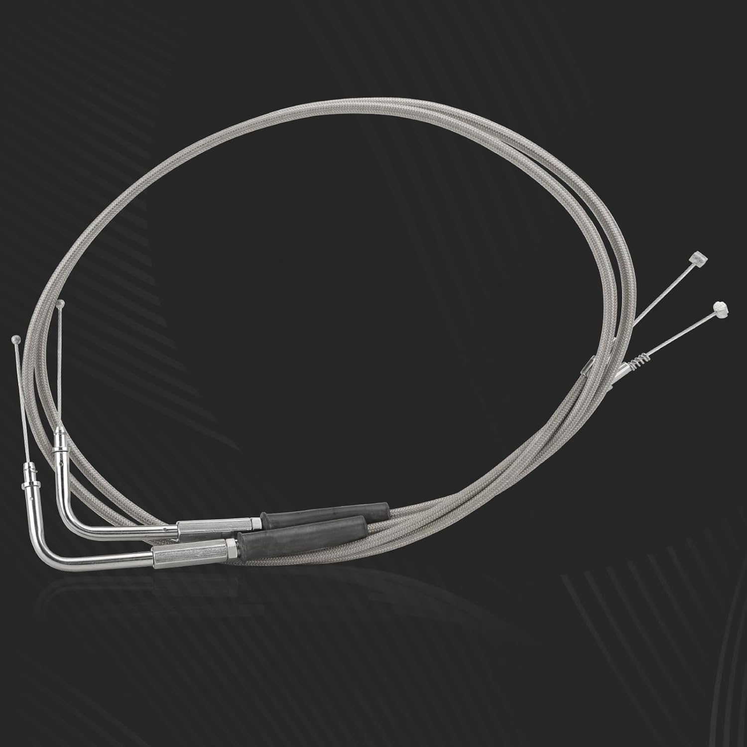 LKV 35" Braided Throttle Idle Cable Kit Stainless Steel Extended Length Throttle Cable Compatible with Harley Sportster XL 883 1200 Dyna Softail Fat Boy Road King Heritage