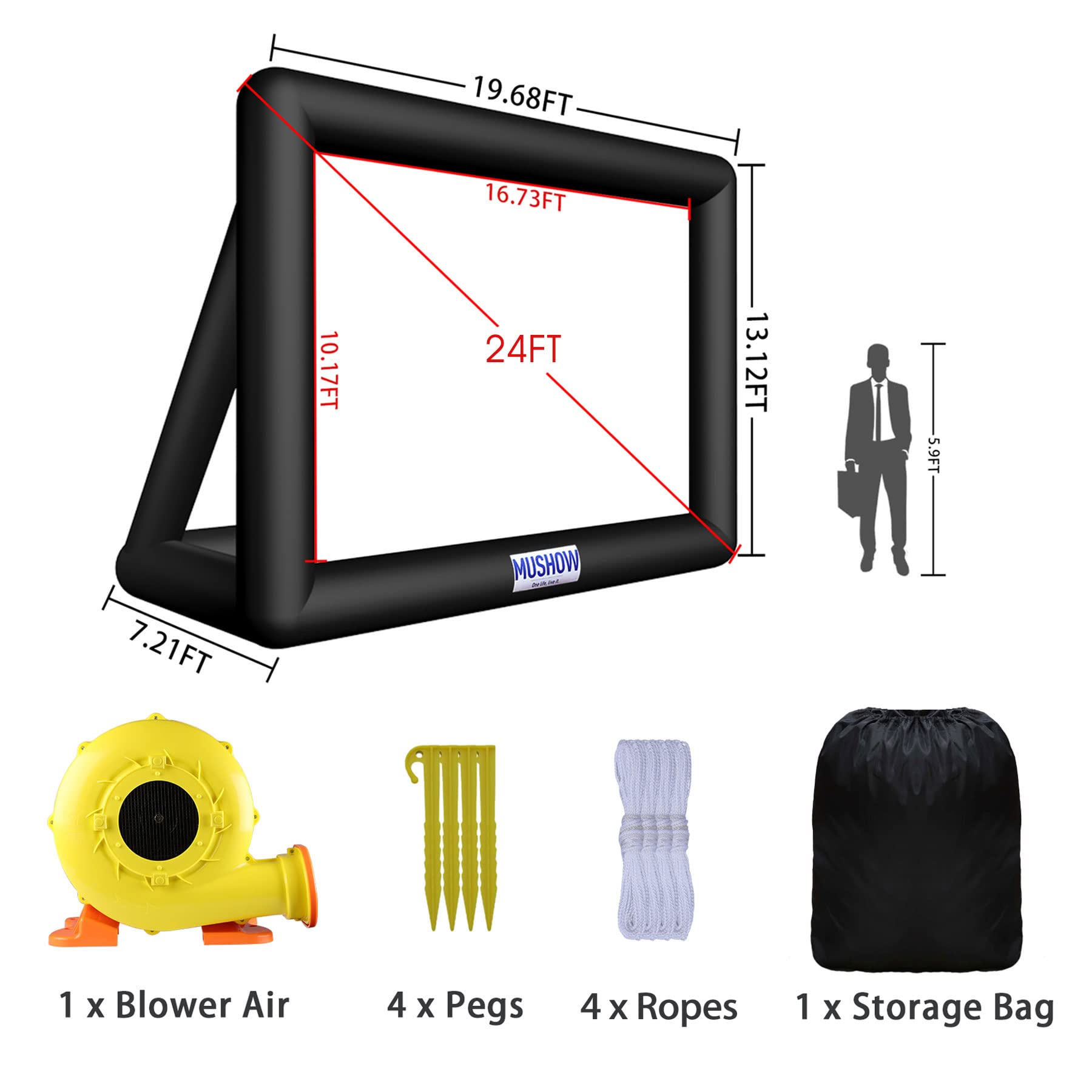 Buy MUSHOW 24 FT Inflatable Projector Movie Screen for Outside