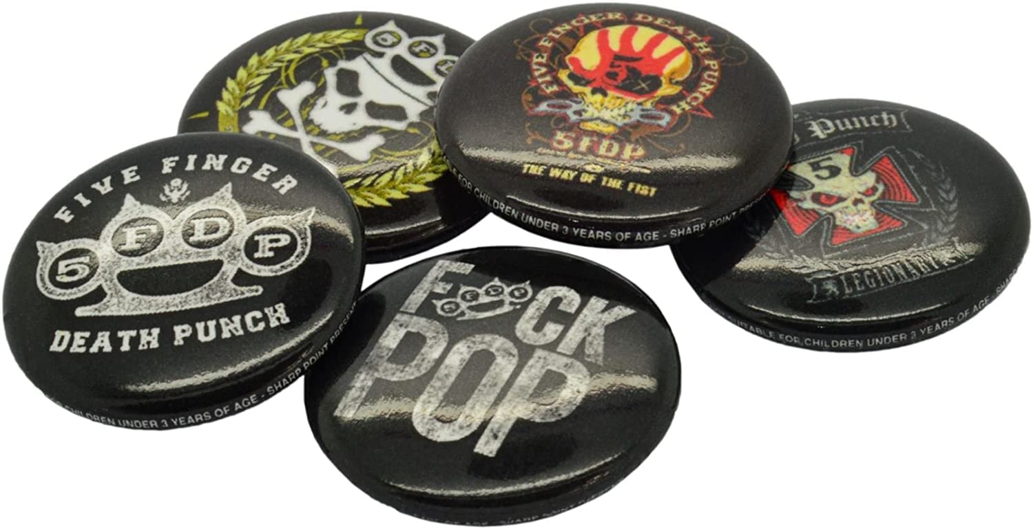 Five Finger Death Punch Unisex Multicolour 5Fdp Badge Set Metal,