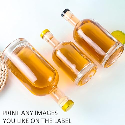 Miniatura 5 de DECKALY Botellas de vidrio transparente de 17 onzas  16.9 fl oz paquete de 2 unidades para bebidas de vino, bebidas, aceite, vinagre, kombucha,