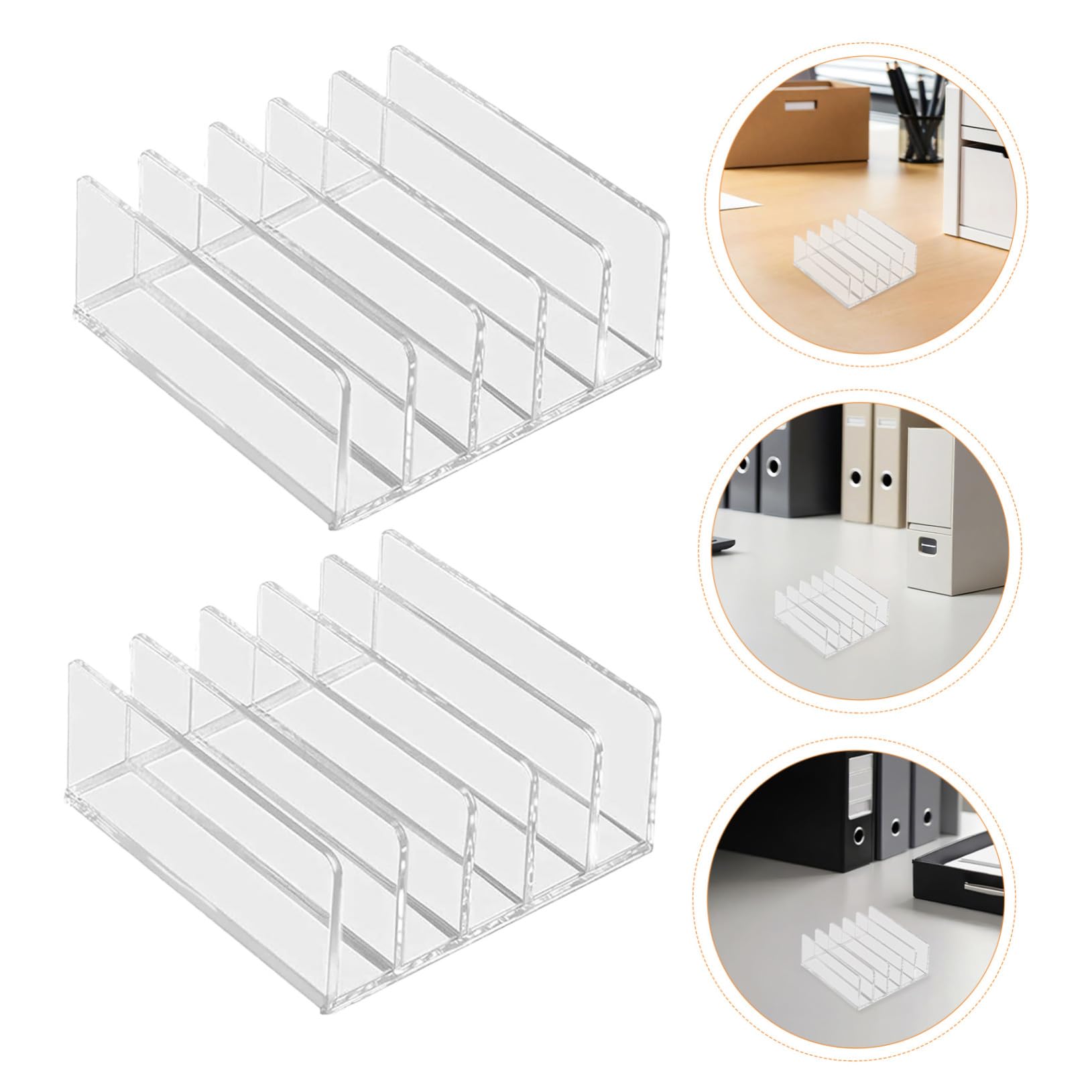 Uonlytech 2 Sztuki Częściowy Akrylowy Organizer Dokumenty z Przegródkami Pionowy Stojak Foldery i Listy Oszczędzający Miejsce Organizer Biurkowy Do Przechowywania Kopert i Papierów