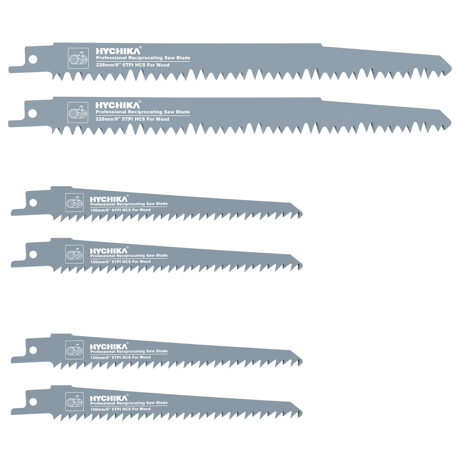 Hychika Hojas de Sierra de Sable para Madera 240 mm, 6 Piezas CRV