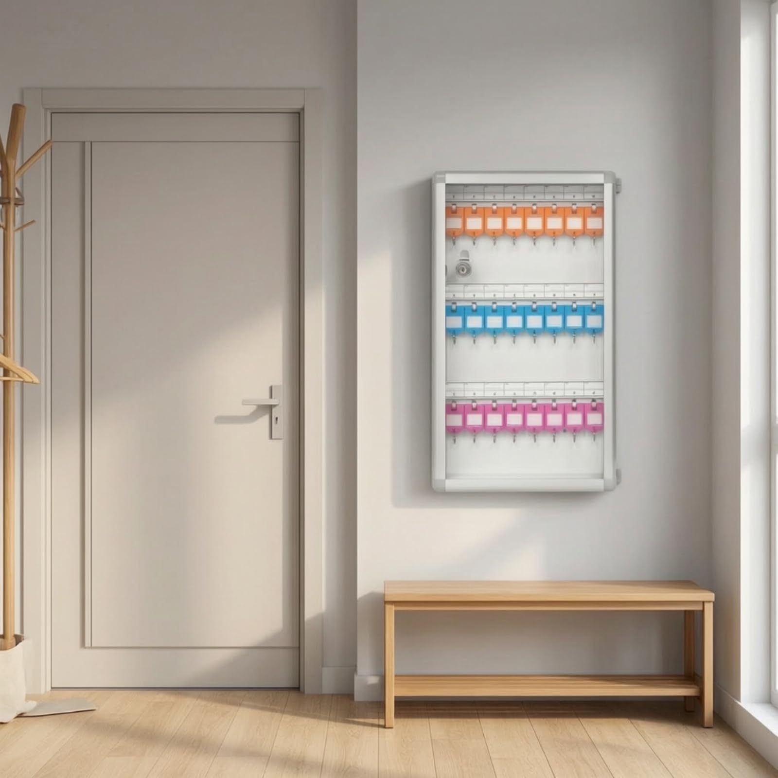 Armoire à Clés avec Panneaux Vitrées, 12 Clés