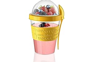 Titiz Cereal on the Go Container with Granola and Fruit Compartment (Yellow)