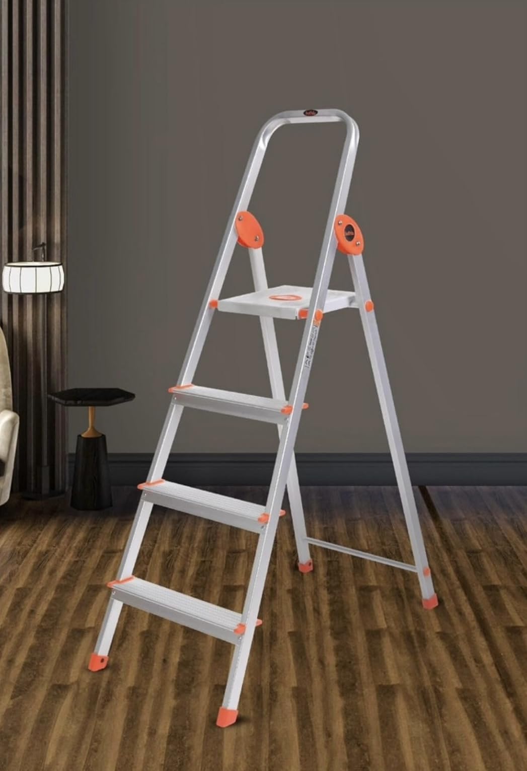 Metalgrid Aluminium 3Ft - 3 Steps | Folding Ladder for Home Use, Light Duty, Rust-Free | Lightweight Extension Compact Ladder with Safety Lock Non-Slip Feet Portable Attic