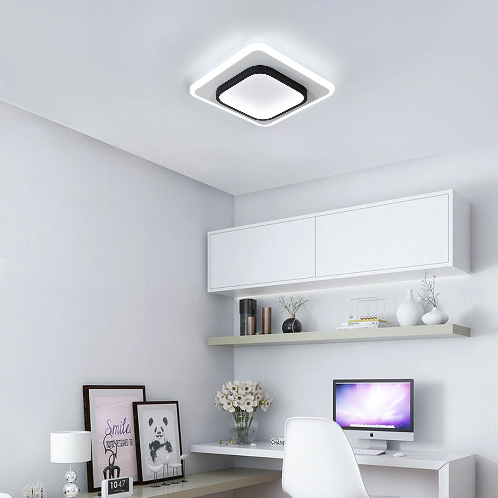 Wholede 24W 3240LM Plafoniera LED Soffitto, Lampadario LED Dimmerabile con Telecomando, 3000-6500K Lampadari Quadrata per Cucina, Bagno, Camera da Letto, Soggiorno, Balcone, Corridoio, Ufficio 29CM