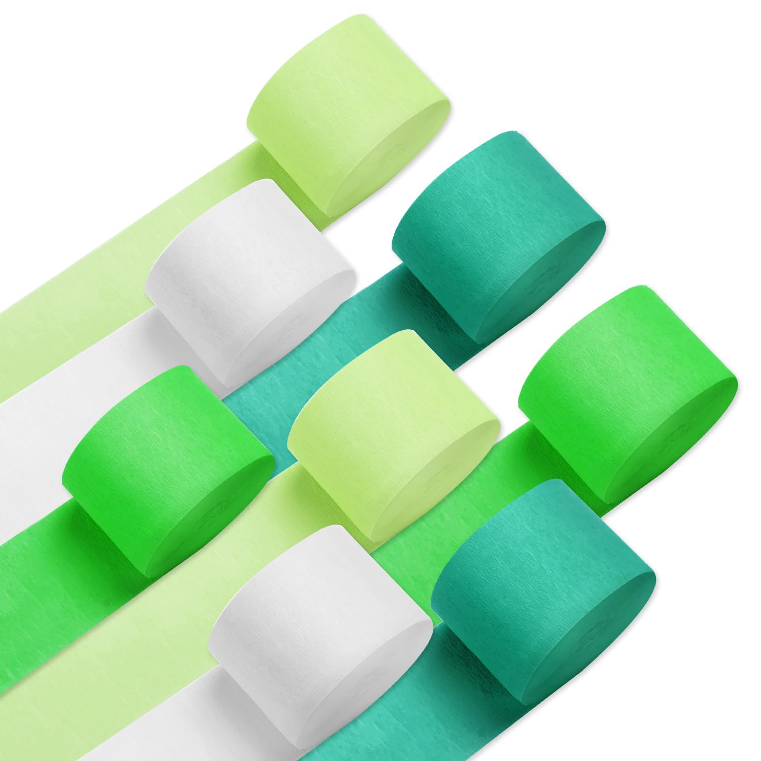 PIGETALE 8 Pack Green White Crepe Paper Streamers Rolls, 656ft Party Streamers for Birthday Wedding Baby Bridal Shower Decorations Halloween Christmas