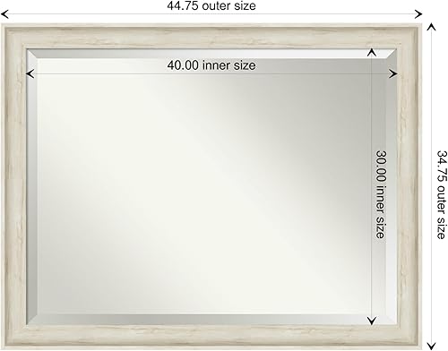 Miniatura 4 de Amanti Art Espejo de baño, espejo de pared color crema de abedul Regal para usar como espejo de tocador de baño sobre fregadero (34.75 x 44.75