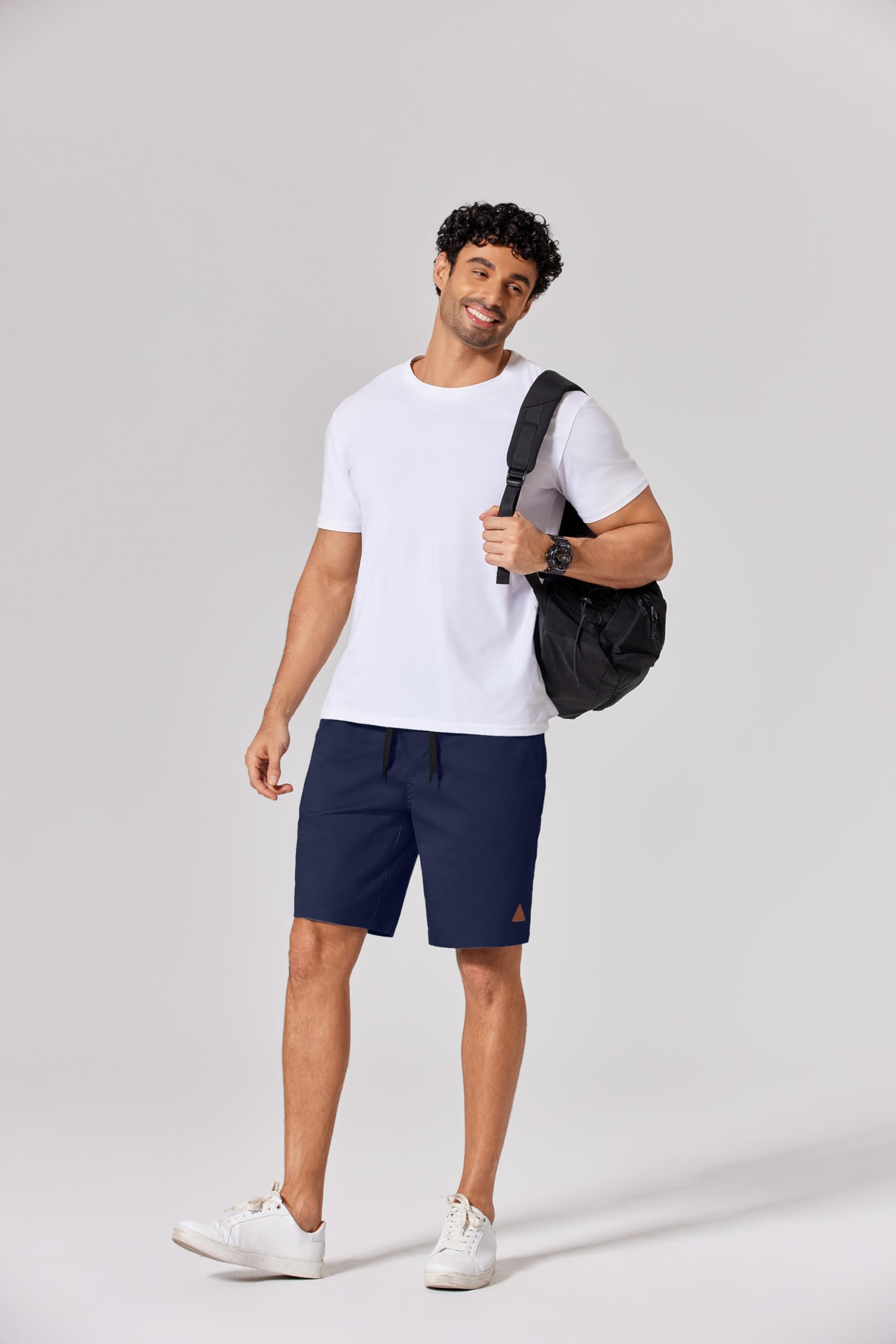 COOFANDY Kurze Hosen Herren Baumwolle Sommer Shorts mit Gummizug und Reißverschlusstaschen Atmungsaktiv Chino Bermuda für Sommer, Urlaub & Freizeit - 2