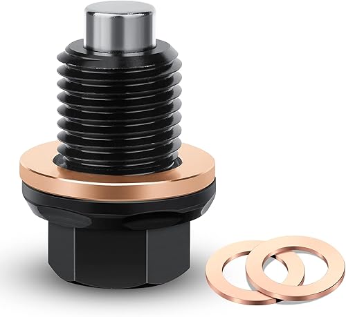DEEFILL Tapón de drenaje de aceite M12 x 1.25, tapón de drenaje magnético de bandeja de aceite T6 de aluminio de aviación con juntas de lavado de
