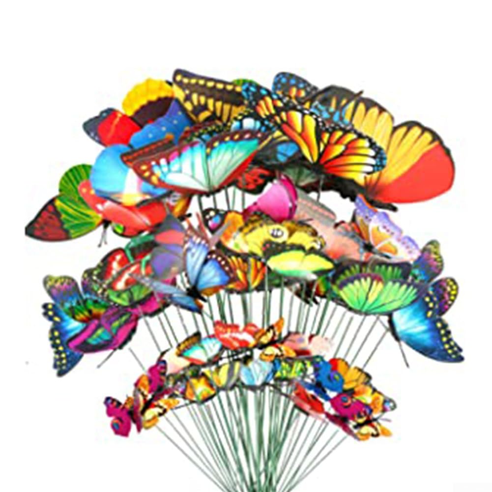 ZYWUOY Garden Butterfly Statues, 100PCS Outdoor Garden Accessory Decoration, Suitable for Decorating Garden Party Decoration Pots