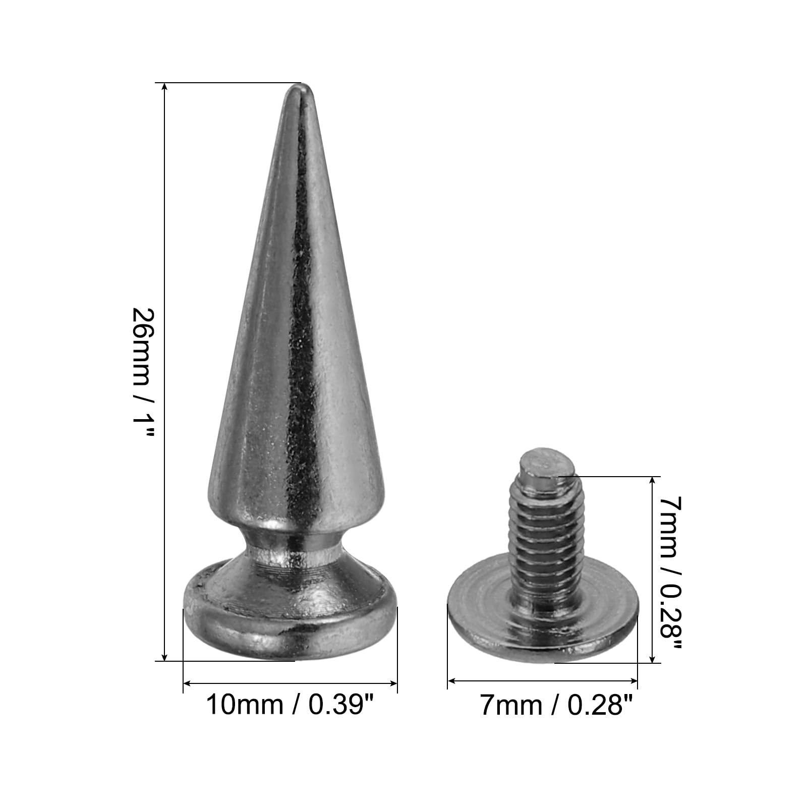 PATIKIL 26mm Studs for Clothing 20 Sets Studs and Spikes Leather Rivets Cone Spikes Metal Screw Studs for Clothing Leather Crafts Fabric Shoes Punk Bag Leathercraft - Image 2