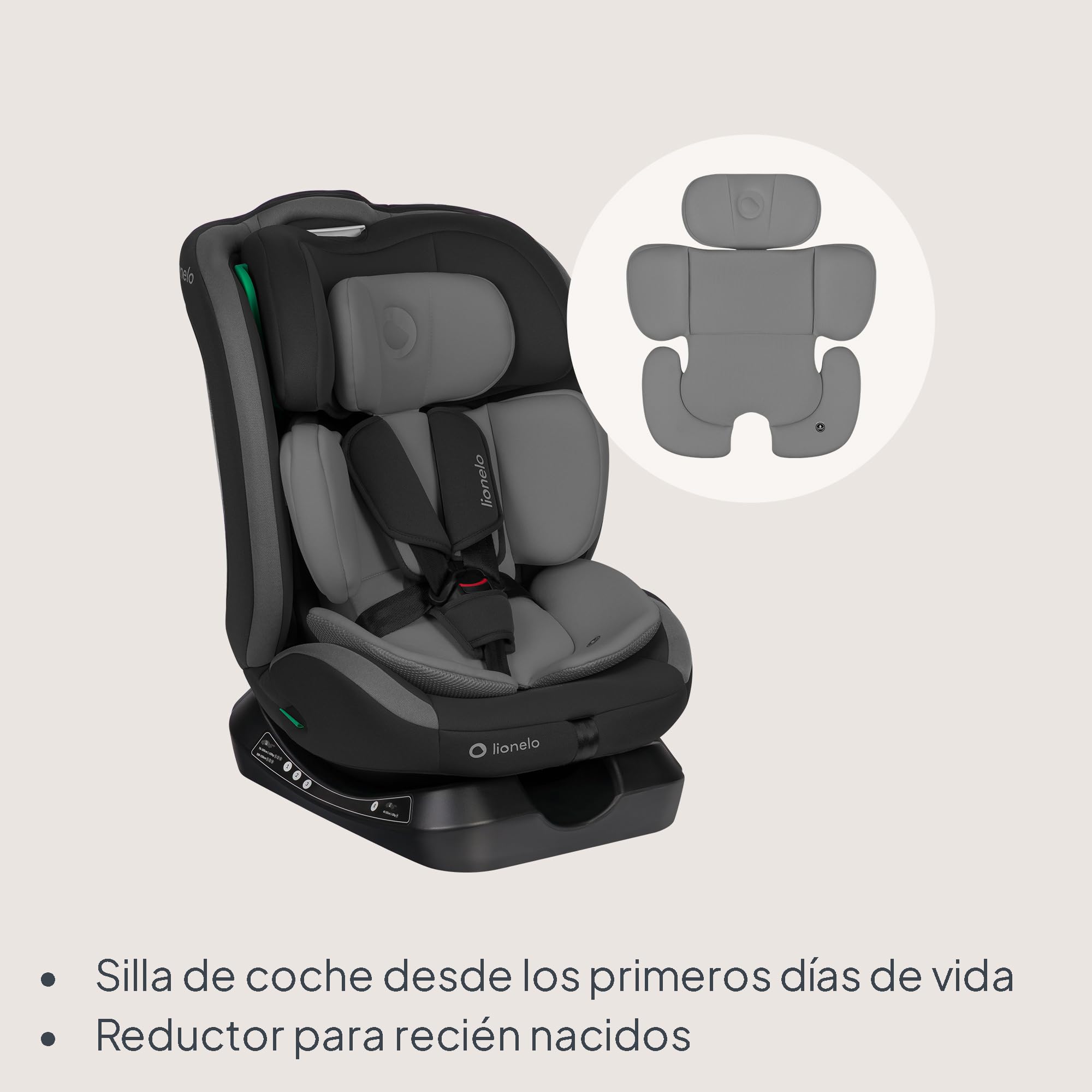 Lionelo Aart i-Size Silla De Coche, Grupo 0/1/2/3, 40-150 cm, 0-12 Años, Instalación Universal Con Cinturón, Reposacabezas Memory Foam Ajustable, a Contramarcha y a Favor de la Marcha, Funda Extraíble