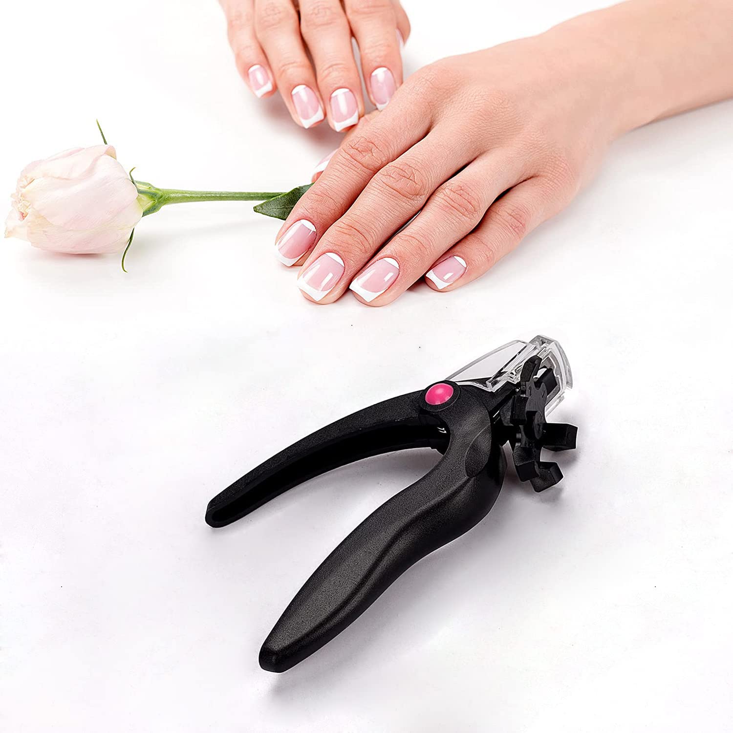 1 x regulowany akrylowy obcinacz do paznokci, trymer do paznokci ze stali nierdzewnej, obcinacz do tipsów do manicure sztucznych paznokci, czarny