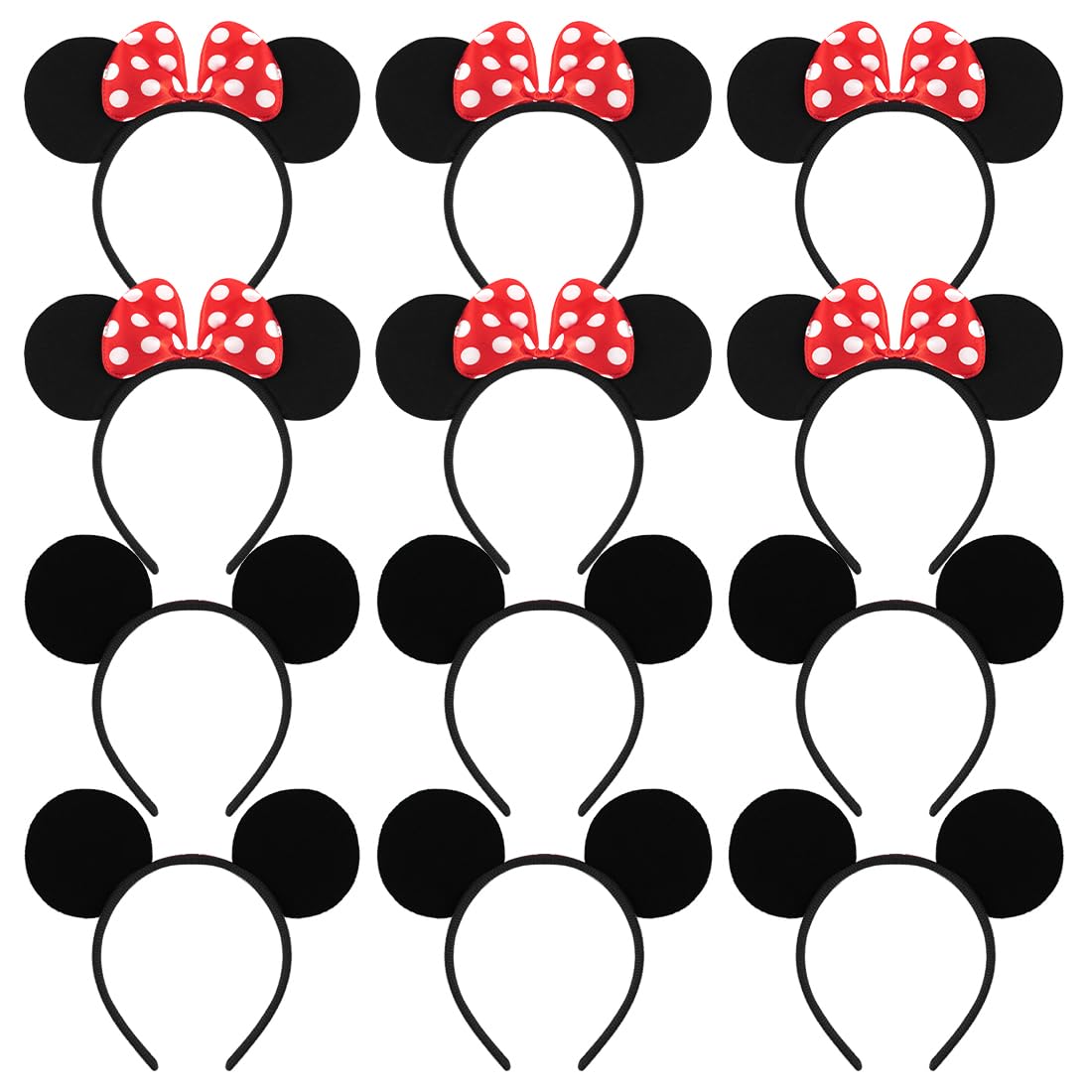 Orejas Mouse Set, Diademas de Orejas Mouse, 12 Piezas Accesorios de Pelo Dibujos Animados para Niños Adulto para Fiesta de Cumpleaños, Navidad, Mardi Gras, Halloween