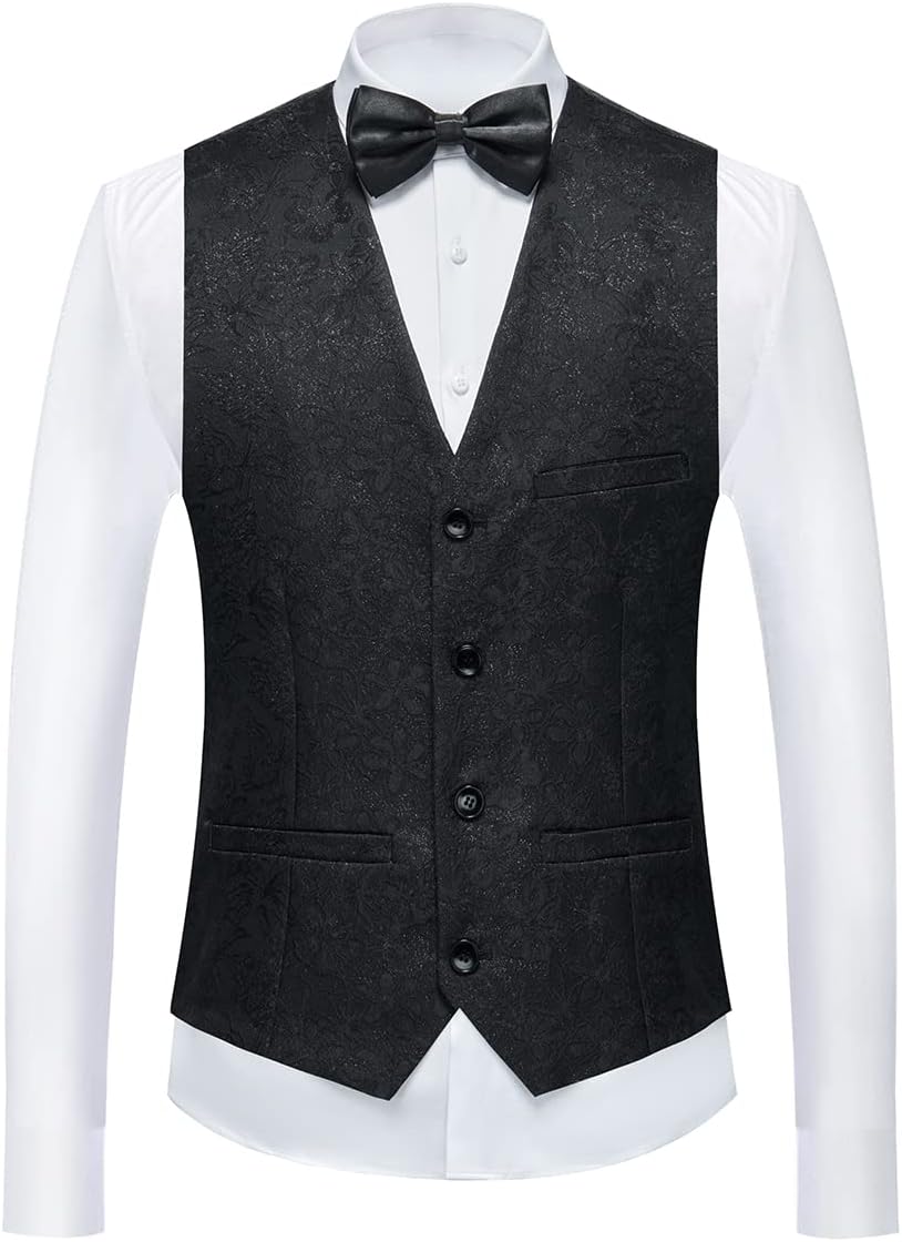 Tuxedo Suits for Men 3 Piece Regular Fit Suit Floral Pattern Blazer Jacket Waistcoat Pants Men Suit Set for Wedding - Image 4