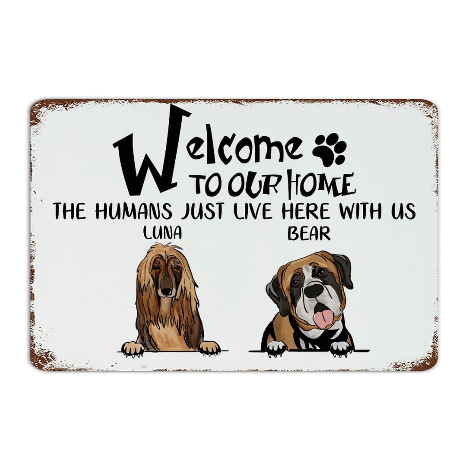 Plaque rétro en métal personnalisée pour chien et chat, décoration vintage de 30,5 cm