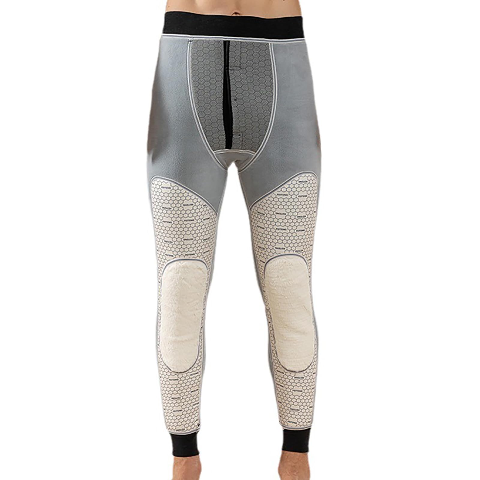 Caleçon Long Homme Thermique sous-Vêtement Chaud Collant Hiver Legging Doux et Léger(Size:4XL,Color:Noir)