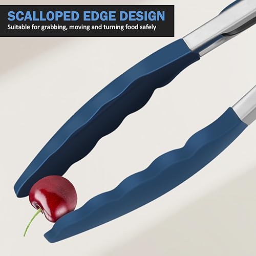 Vista 9 de Pinzas de cocina, pinzas de acero inoxidable con silicona para cocinar a 600ºF de alta resistencia al calor, pinzas de bloqueo para barbacoa, juego