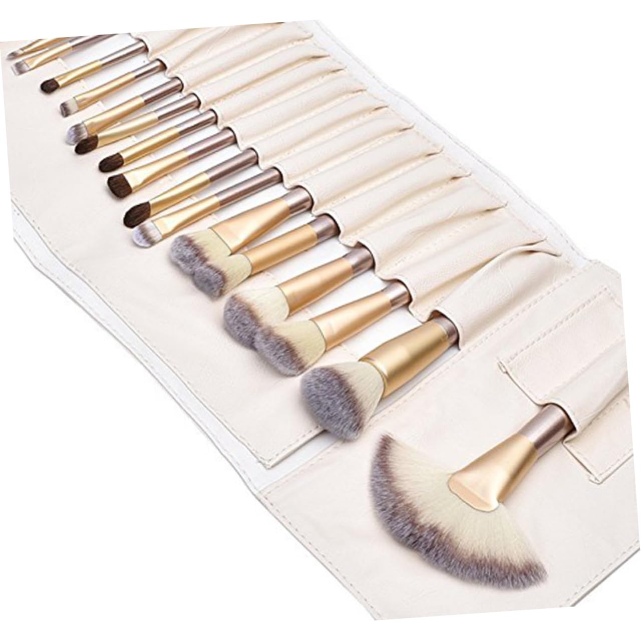 Set de Brochas de Maquillaje Profesional 24 Piezas con Mango de Madera | Pelo Sintético y Fibra Superfina, Estuche de Viaje de Pu, para Rostro, Base, Sombra y Cejas