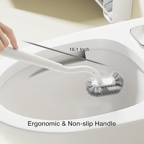 Miniatura 5 de Cepillo limpiador de inodoro, cepillo de inodoro y soporte para limpieza de esquinas muertas, cepillo de inodoro montado en la pared para decoración