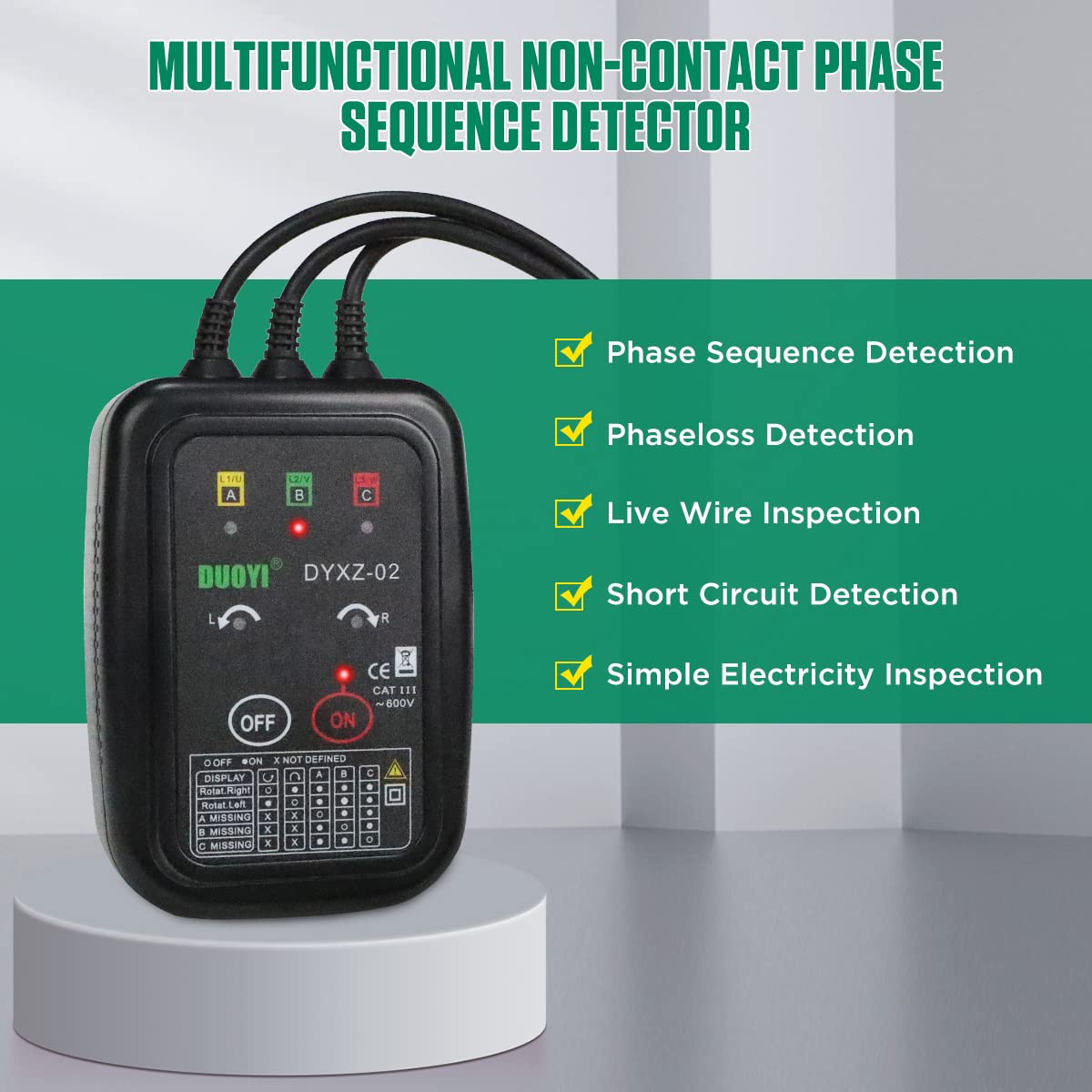 Snapklik.com : 3 Phase Rotation Meter Non Contact Phase Sequence Tester ...