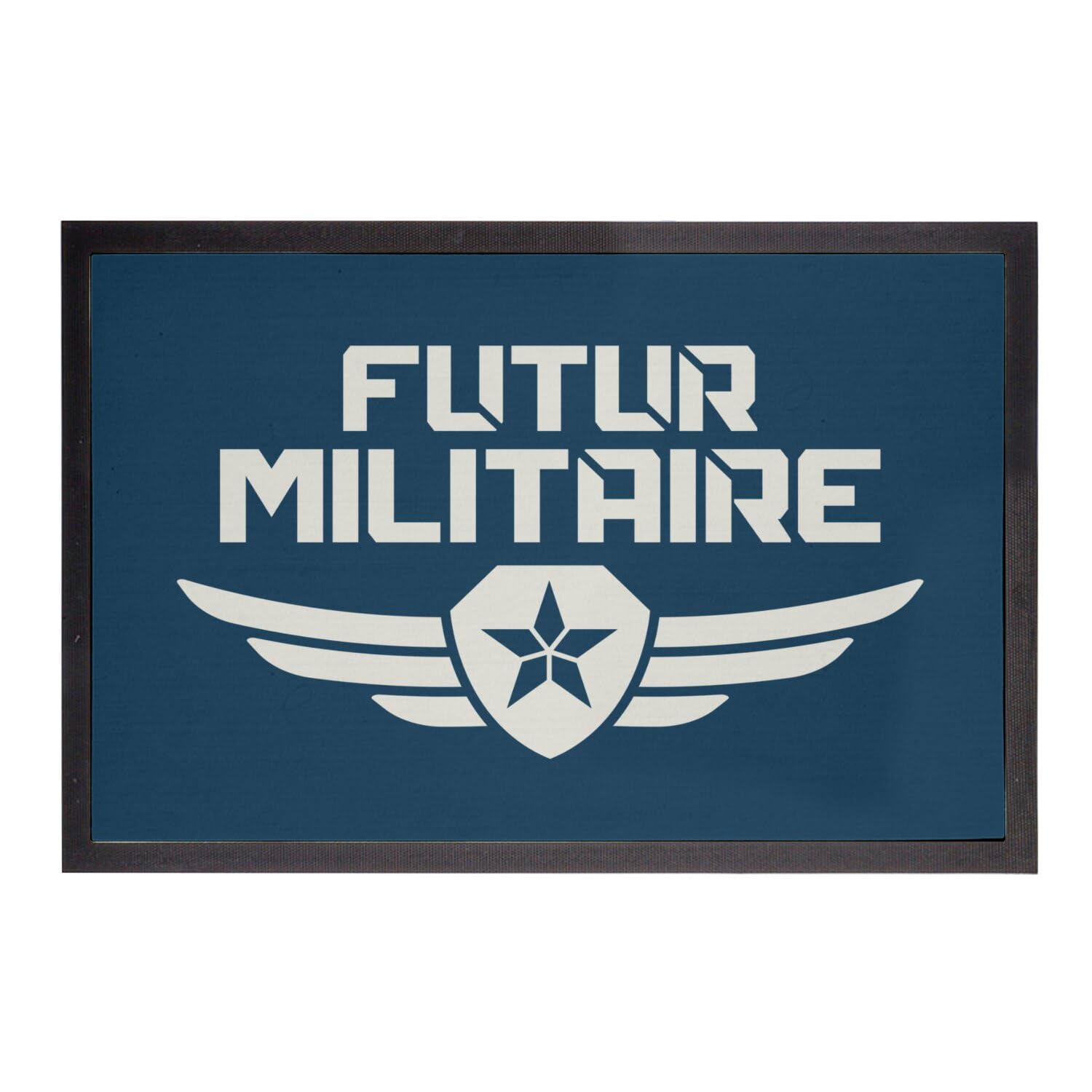 Paillasson bleu armée futur militaire tapis entrée 75x50 cm
