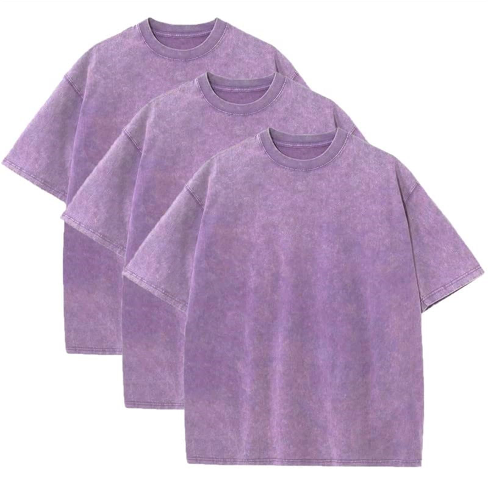 Confezione da 3 magliette da uomo in cotone a maniche corte, basic da uomo, tinta unita, da uomo, oversize, estive, streetwear top washed vintage, girocollo, taglie forti