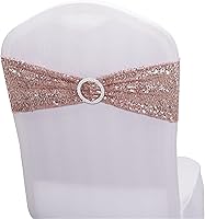 Vista 11 de 25 bandas elásticas de elastano con lentejuelas para silla, para bodas, recepciones, eventos, banquetes, sillas y decoración (dorado)