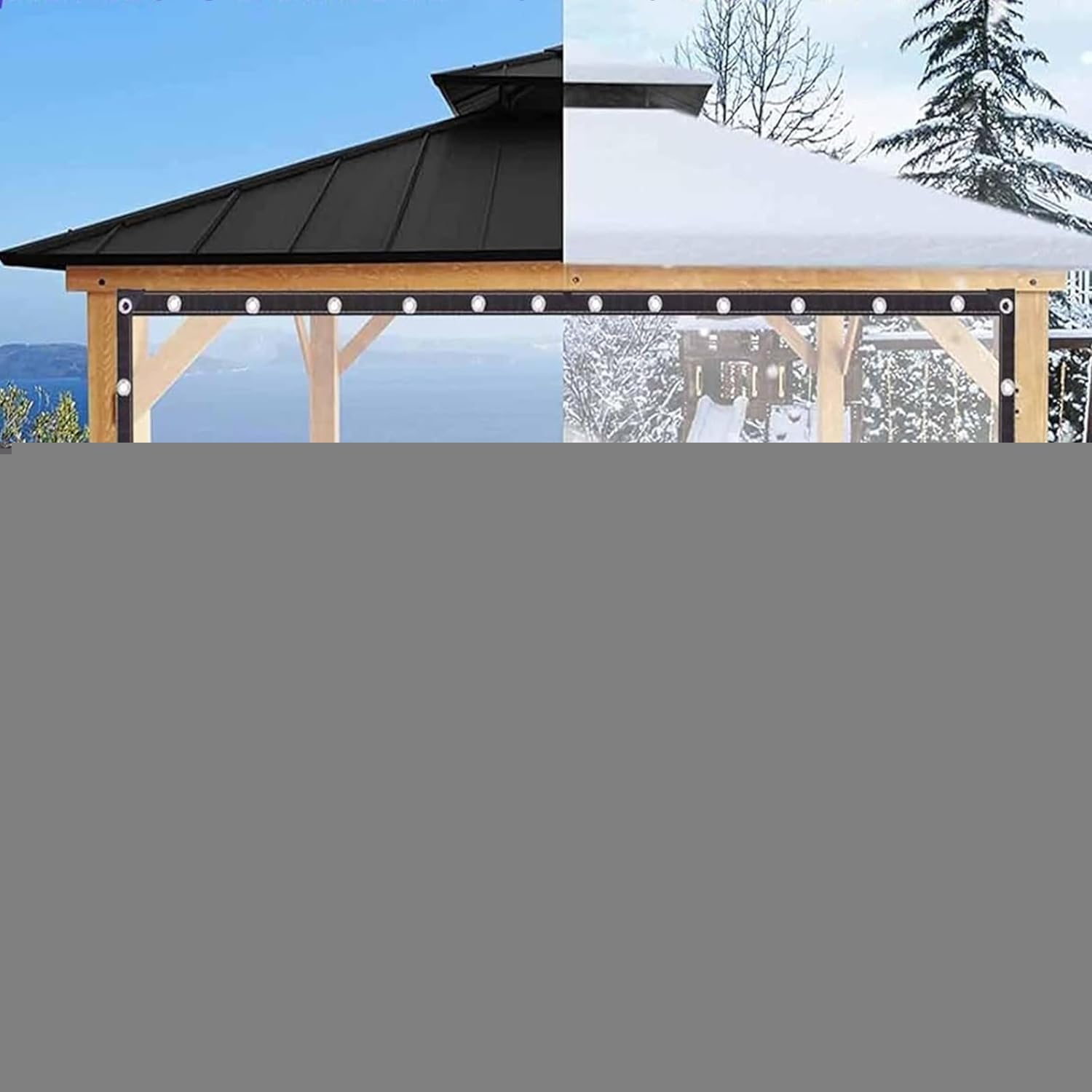 Transparente Cortina Exterior Lona Impermeable con Ojales Pérgola Paneles Laterales Lona PVC Cerramiento Porche Plástico(8'x13'/2.5x4m)