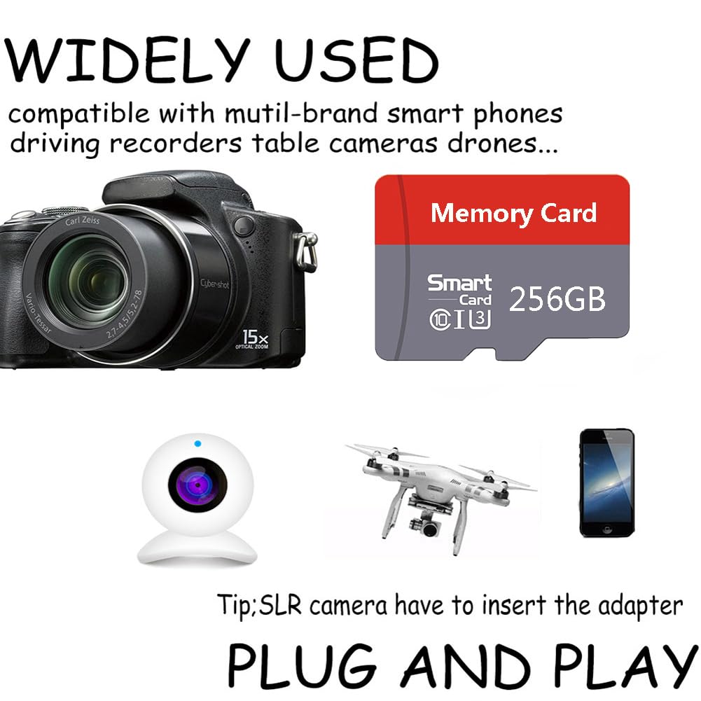 Tarjeta de memoria Mini TF de 256 GB, tarjeta inteligente de ultra alta velocidad para teléfonos Android, cámara de acción, tabletas, almacenamiento ampliado