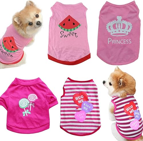 Clopon 4 piezas de ropa para perros pequeños para niños, lindas camisas suaves para cachorros para niñas y perros, ropa de Chihuahua Yorkie, XS
