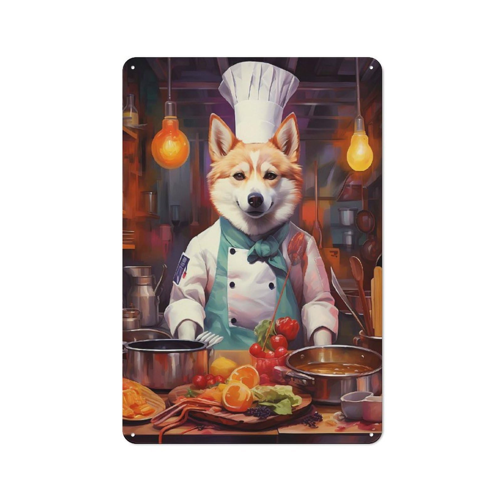Junmoney Haski Chef Cooks Rustic Tin Wall Plaque 30X20cm For Bar Or Restaurant, For Vintage Wall Decor Fans, For Garage And Workshop Walls