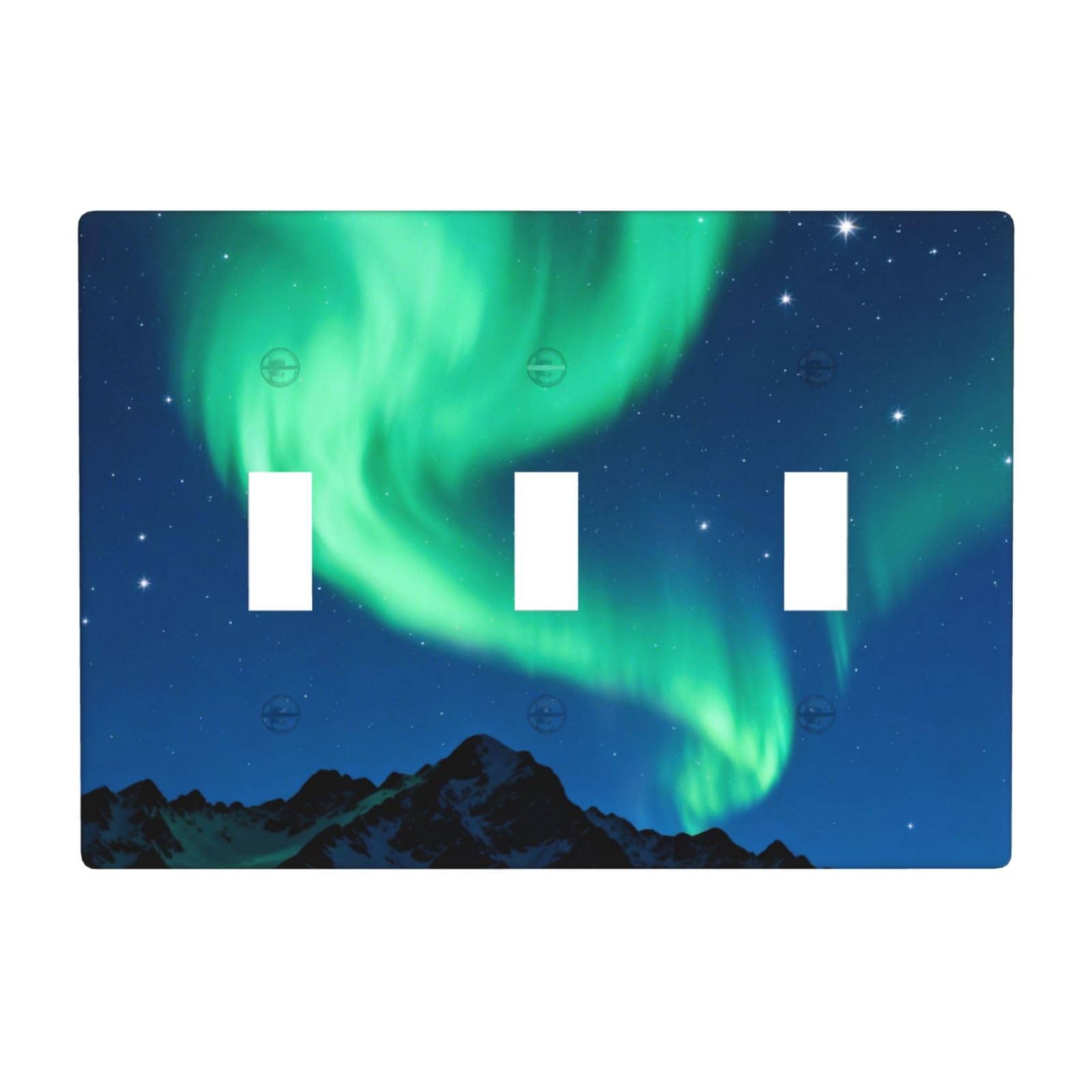 Aurora and Mountains 3 Gang Switch Plate Cover-Unbreakable Polycarbonate Wall Plate, Heat Resistant Toggle Switch Decor for Home