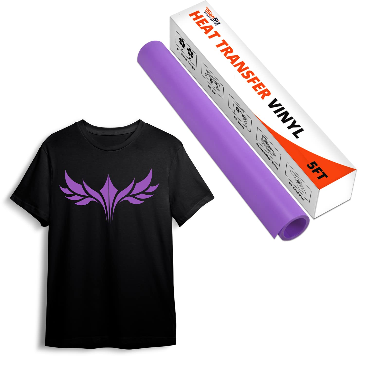 SanBiz Premium Heat Transfer Vinyl for Fabric - Single Roll (30cm x 5ft) Purple HTV Vinyl, 11 Assorted Iron on Vinyl Colors - Easy to Cut and Weed HTV Vinyl Bundles for DIY Heat Press Custom Designs