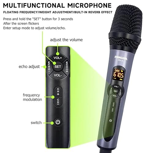 Riworal Wireless Microphone Uhf Dynamic Handheld Mics Wireless Reverb Karaoke Microphones System Set With Rechargeable Receiver 164 Ft Range For Wedding Party Singing #TOP2