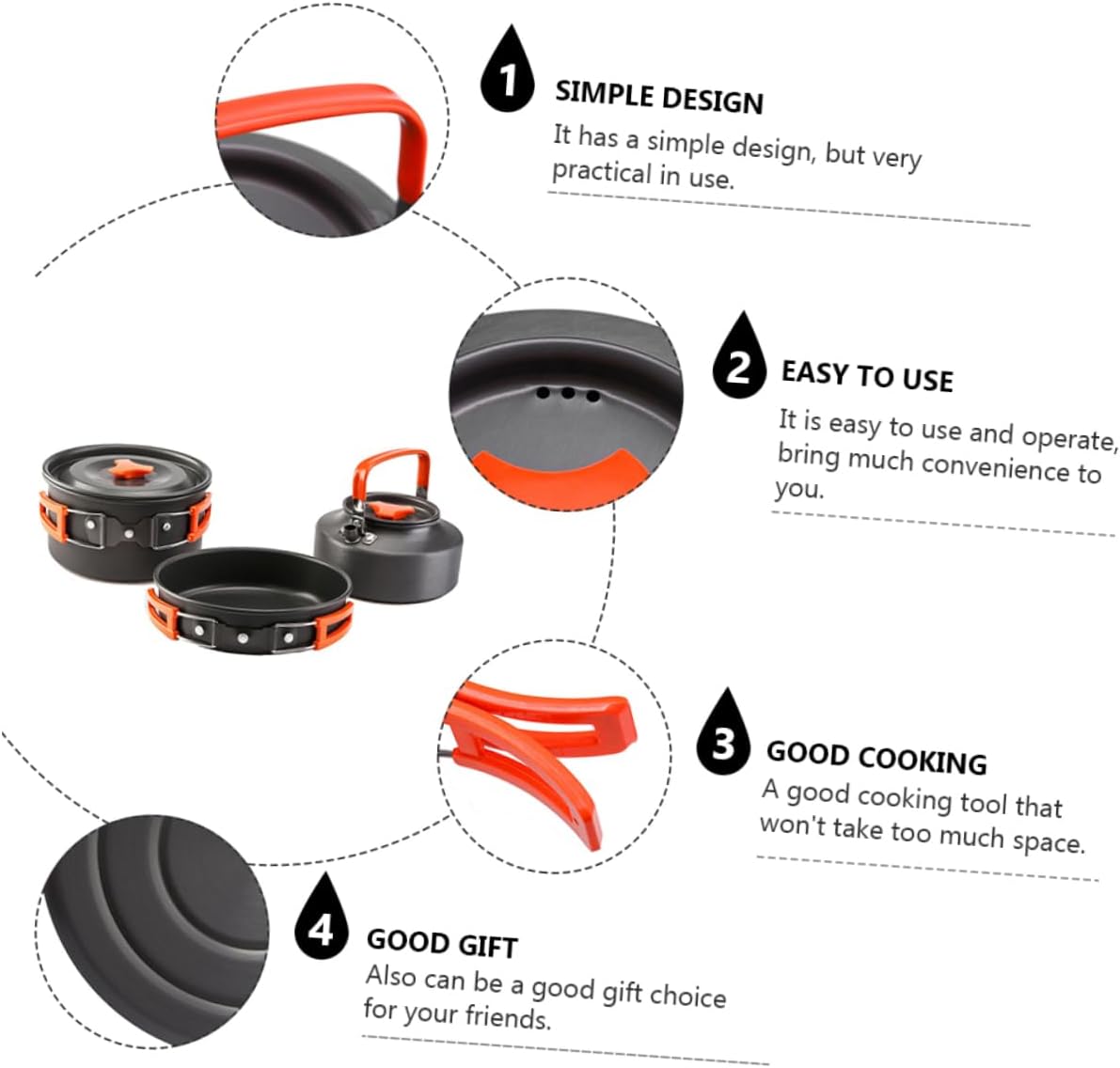 Generic 2-3 Person Camping Cookware Set Aluminum Pot Kettle Portable Cutlery for Outdoor Activities