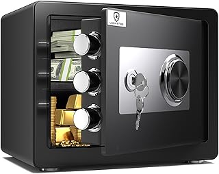 EXTRALINK Tresor für Zuhause – Safe mit Mechanischem Verschlusssystem, Kompakt ohne Batterien, Zahlencode & Notschlüssel, Einbruchhemmend, Stoßfest, Wandmontage möglich