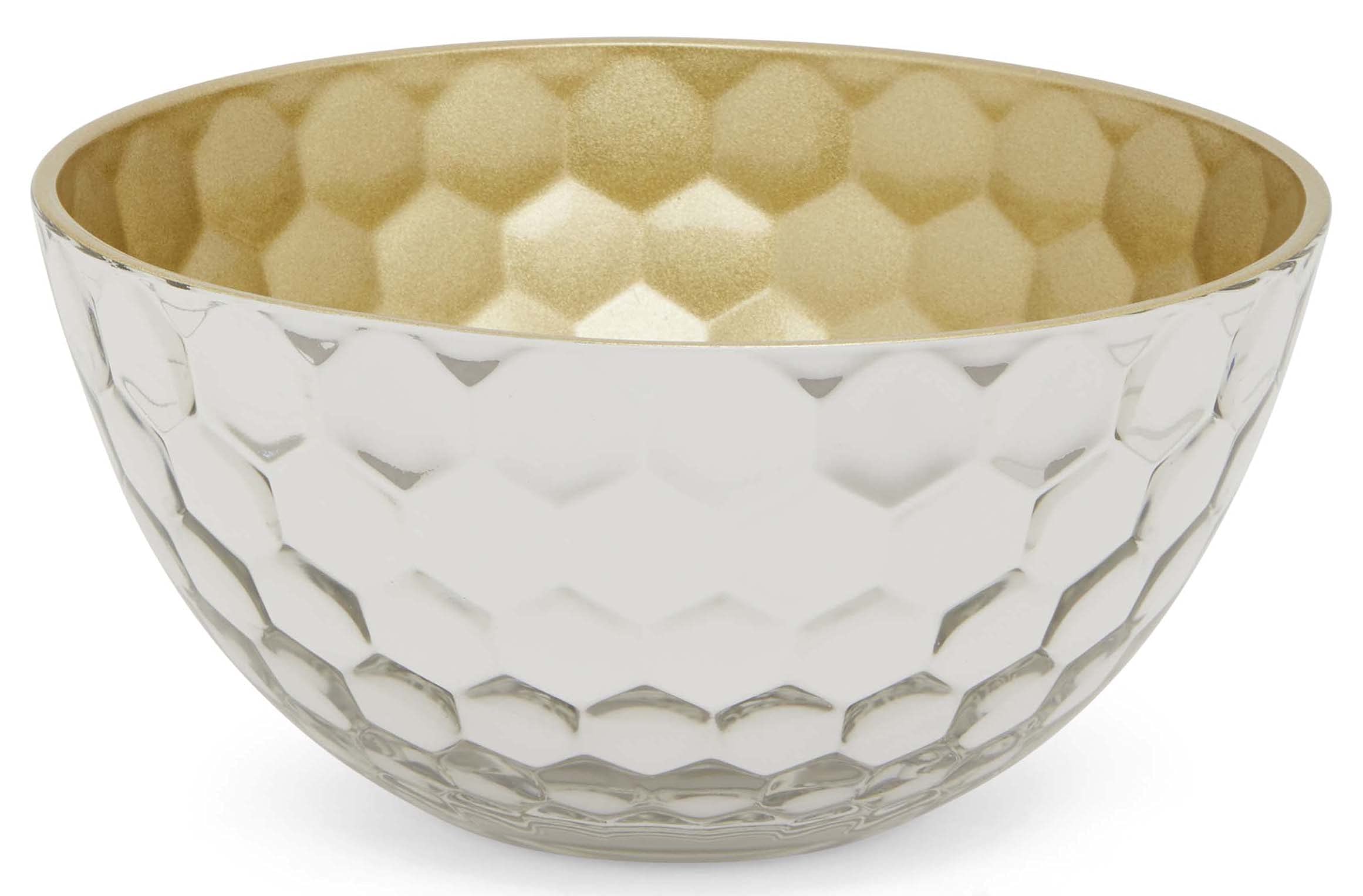 Optik Bol en verre 14 cm H 7 cm – Argenté/doré