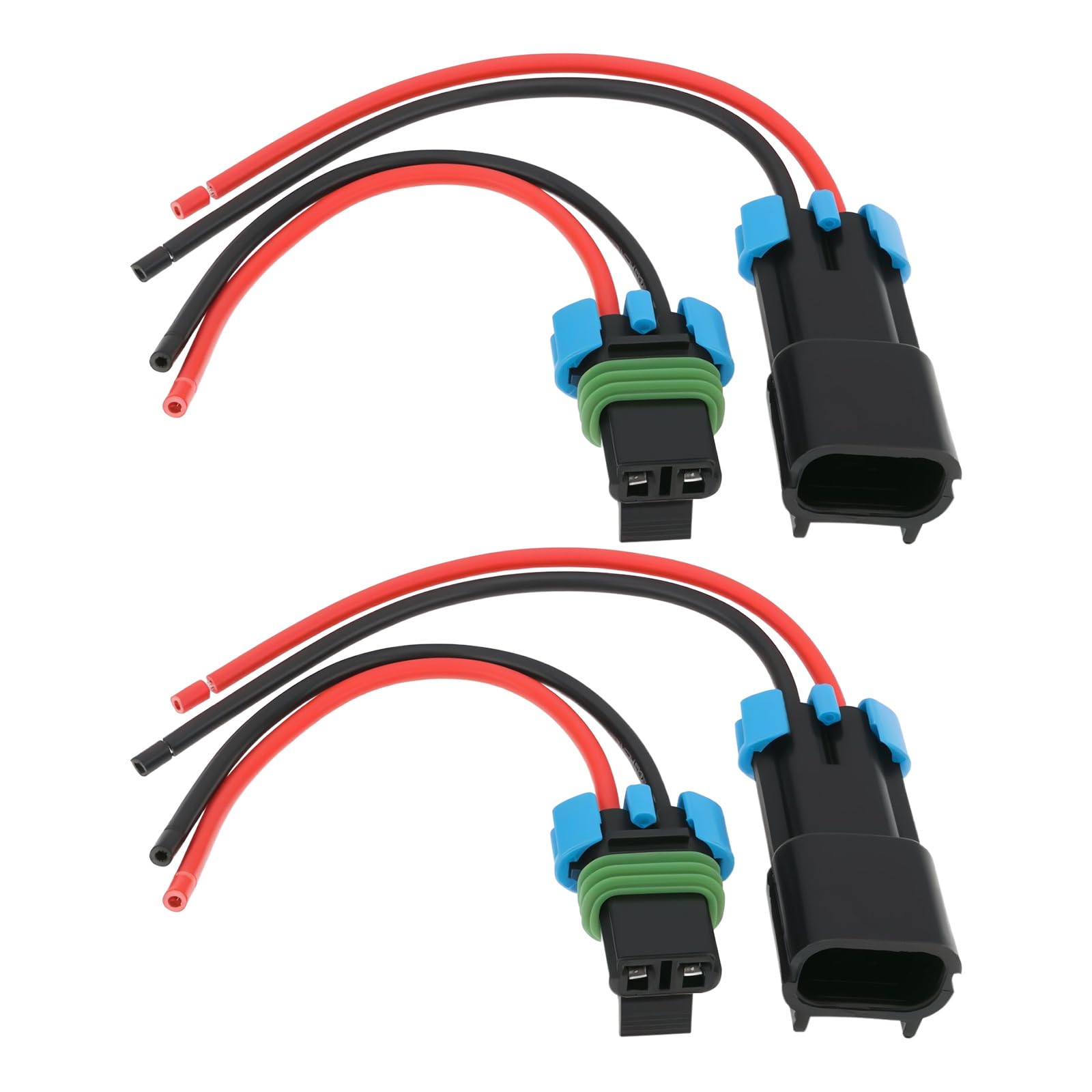 EMSea 4 connettori maschio e femmina per ventola auto a 2 pin, compatibile con Delphi Metri-Pack serie 280, lunghezza della linea 13,5 cm, 14 AWG, 2 terminali