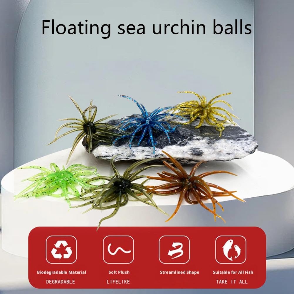 2PCS Bass Fishing Bait - Lure Bait for Black Pits,Soft Sea Urchin Baits,Soft Artificial Sea Urchin Lures for Shore,Trout,River,Lake,Saltwater,Freshwater,Father's Day Fishing Gifts for Men,Fishermen — view 7