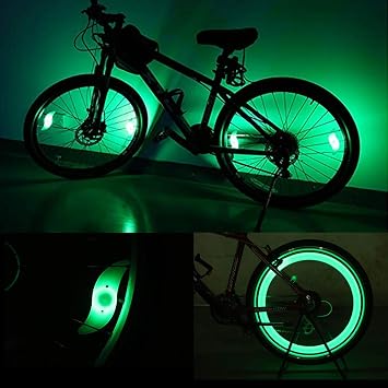 6Pcs Bicycle Hot Wheel Spoke Lights, Green Flashing LED Neon Lights Bike Cycling Tire Spoke Safety Warning Lights Waterproof