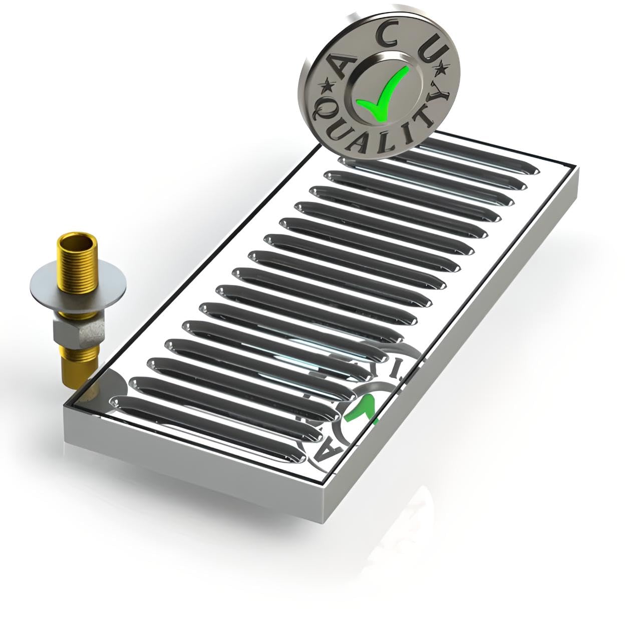 8-Inch Drip Tray with Center Drain for Bar Taps and Beverage Dispensers - Surface Mount Drip Tray - No Drain - Polished Stainless Steel