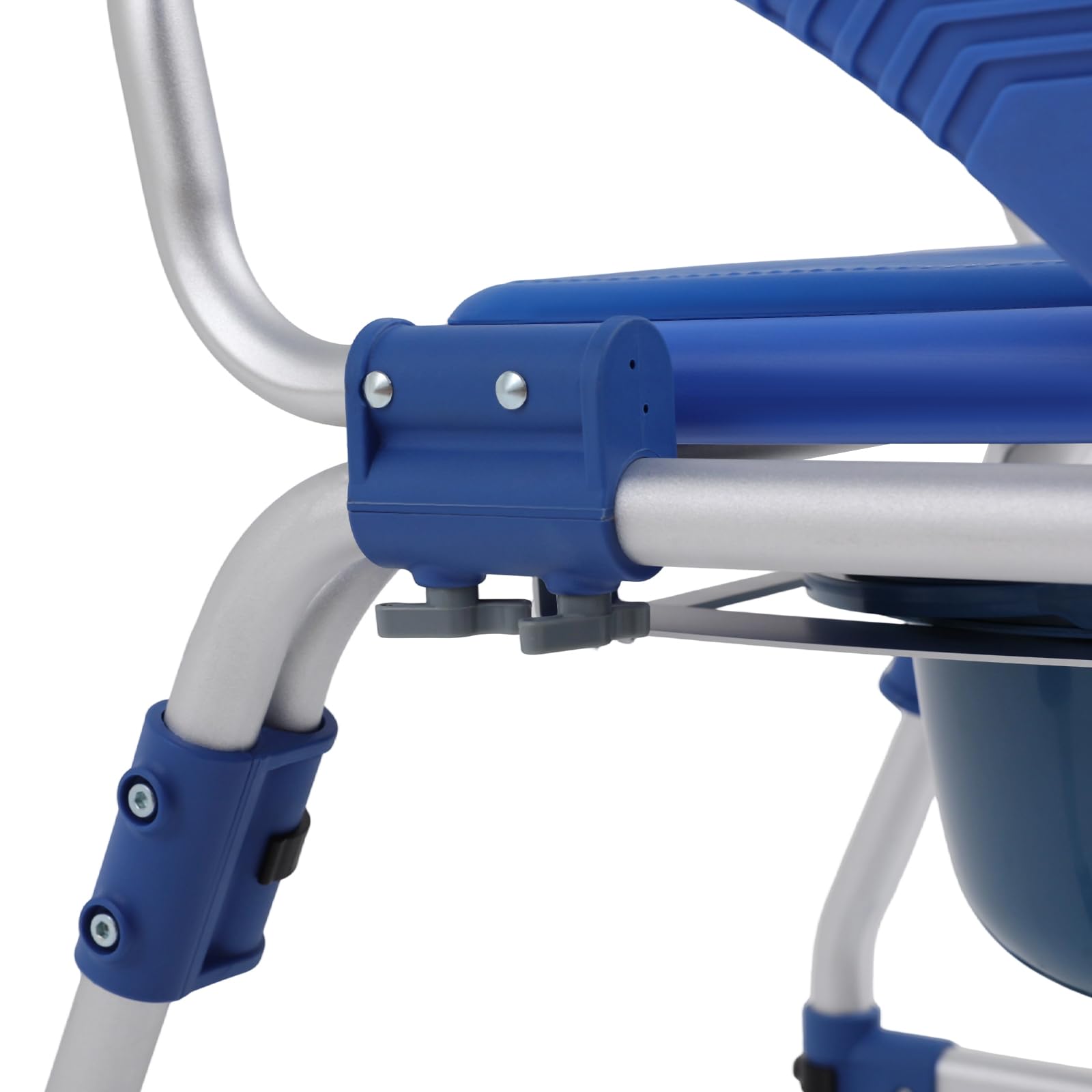 Silla de inodoro con ruedas Silla de ducha móvil para personas mayores, ducha móvil, silla de ruedas con reposabrazos plegables, capacidad de carga de 125 kg, 4 ruedas con frenos, cubo de inodoro