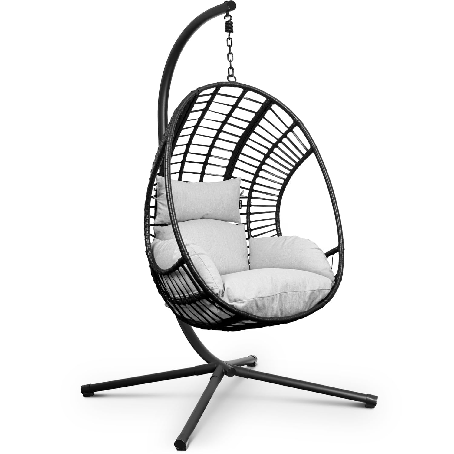 Swoods XXL Silla Colgante de Jardín - para Interior y Exterior - Silla Colgante con Base - Incluye Cojines - Resistente a la Intemperie - Carga máxima 150 kg