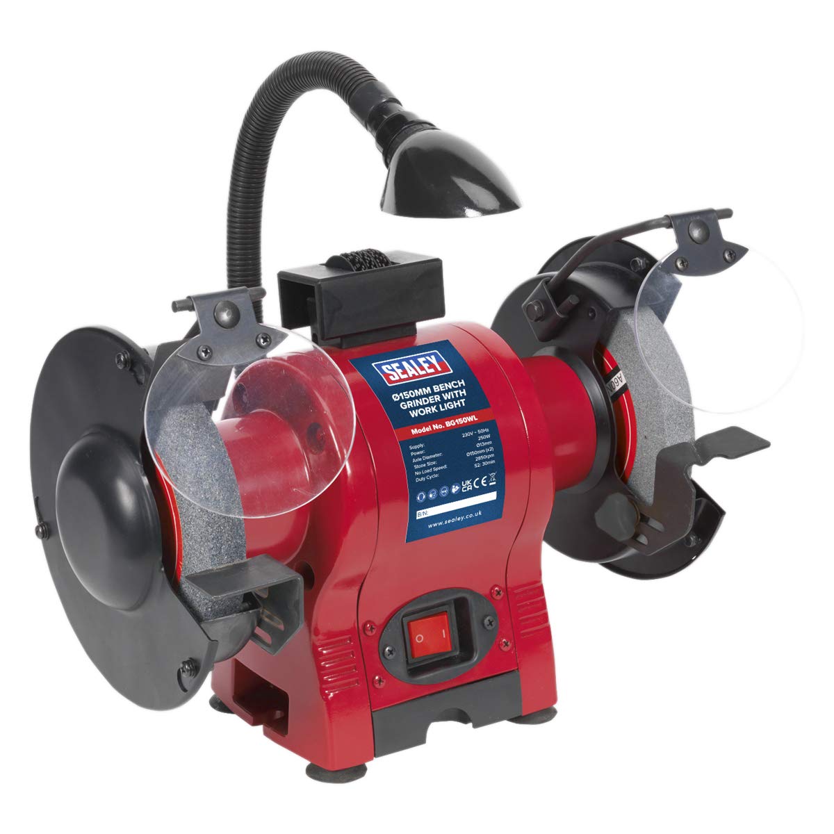 Sealey Bench Grinder 150mm With Work Light Lamp & Water Tray 250W/230V BG150WL