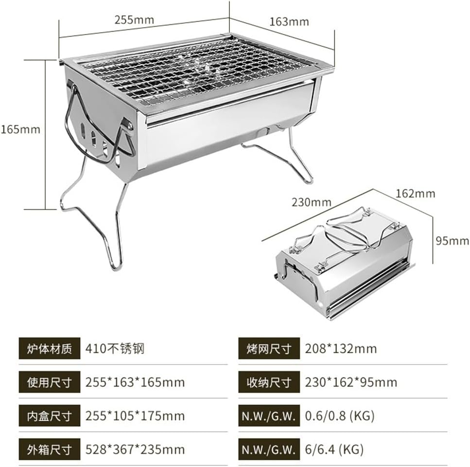 Outdoor Folding Portable Barbecue Stove Home Mini Stainless Steel Charcoal Grill(white-Fruit peach5)