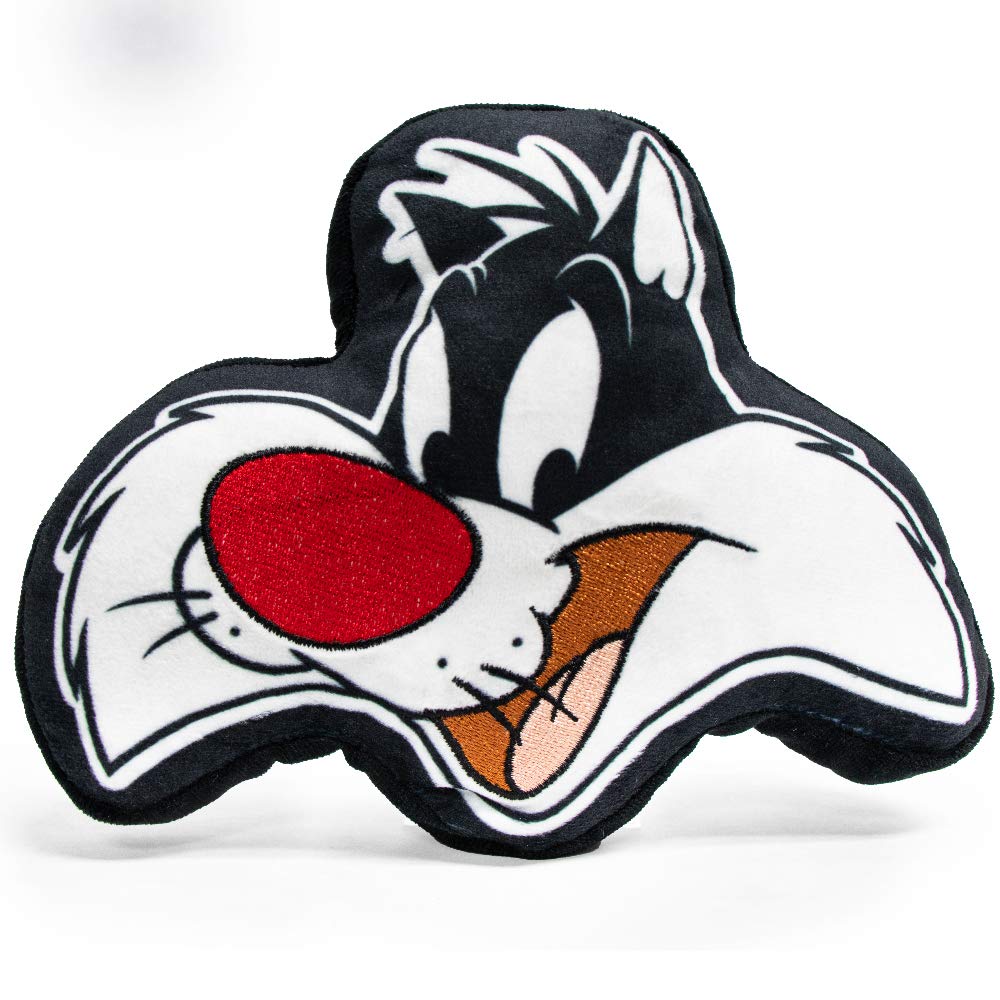Buckle-Down Dog Toy, Looney Tunes, Plush Squeaker Sylvester The Cat Smiling, 8" x 6" (DTPT-LTAW)